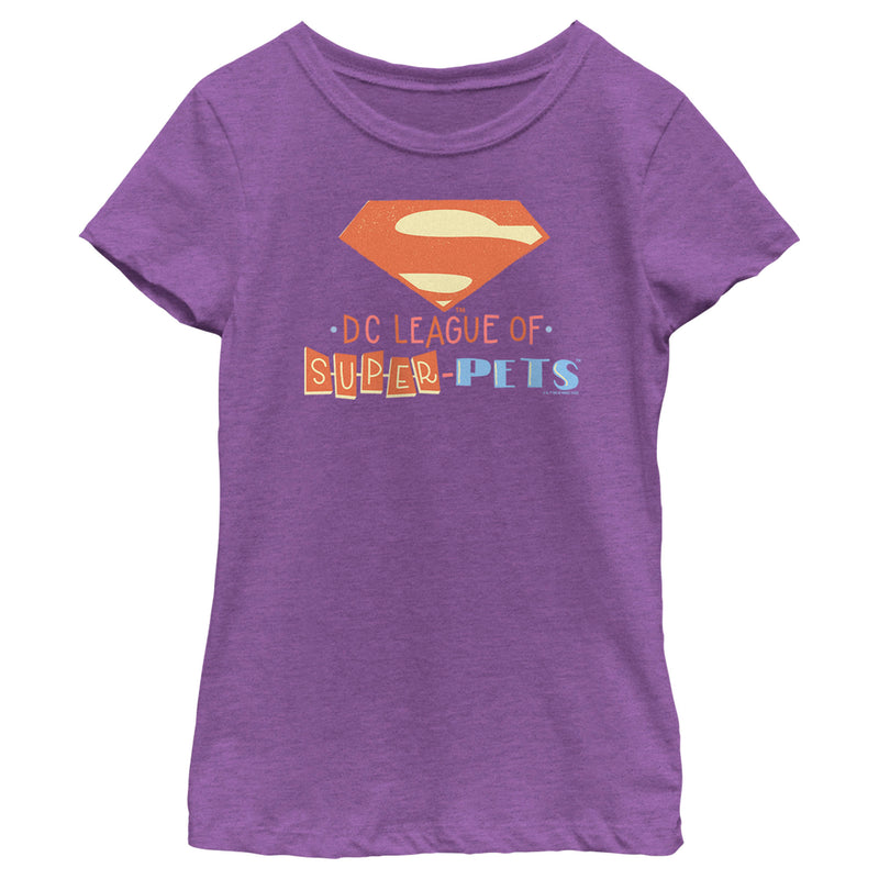 Girl's DC League of Super-Pets Superman Emblem Cutouts T-Shirt