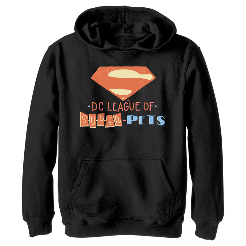 Boy's DC League of Super-Pets Superman Emblem Cutouts Pull Over Hoodie