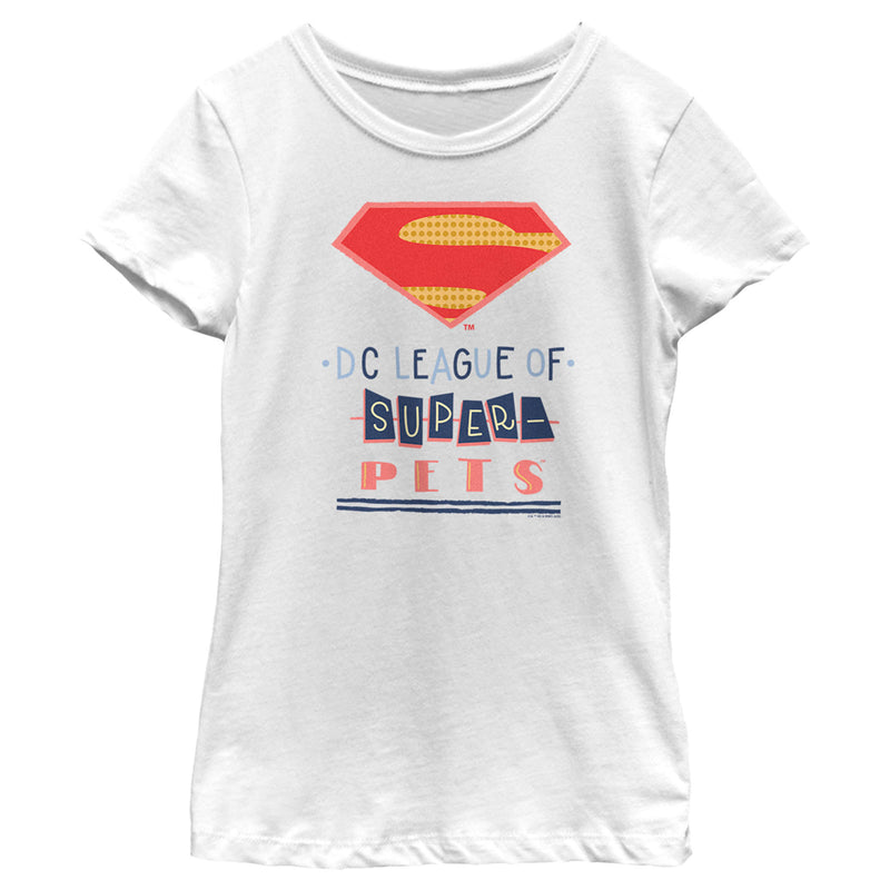 Girl's DC League of Super-Pets Dotted Superman Crest T-Shirt