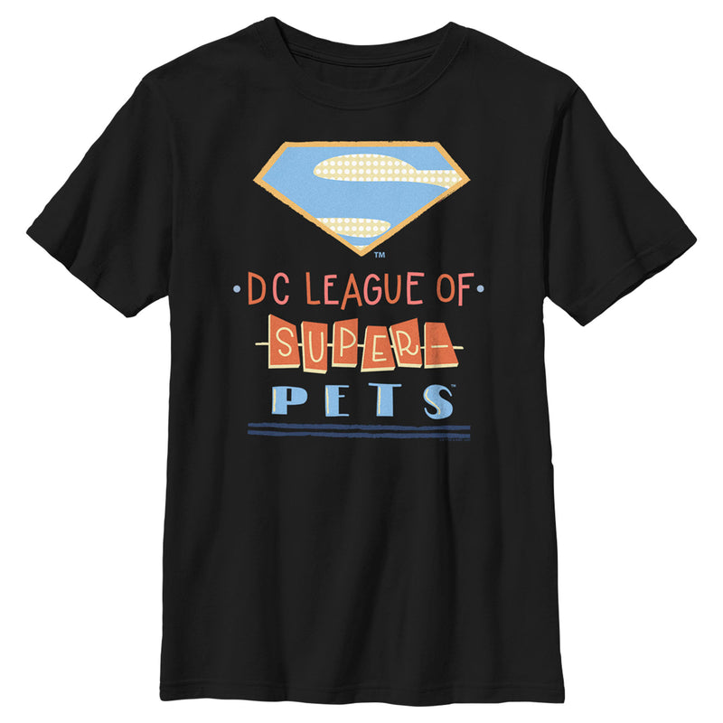 Boy's DC League of Super-Pets Superman Dot Logo Cutouts T-Shirt