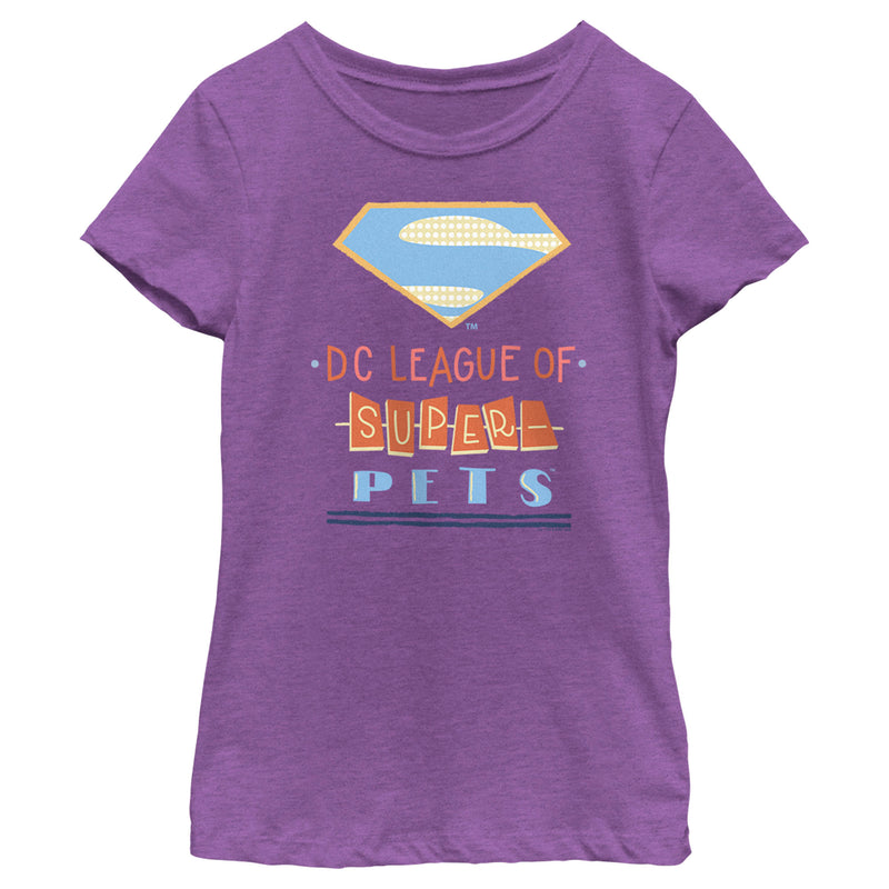 Girl's DC League of Super-Pets Superman Dot Logo Cutouts T-Shirt