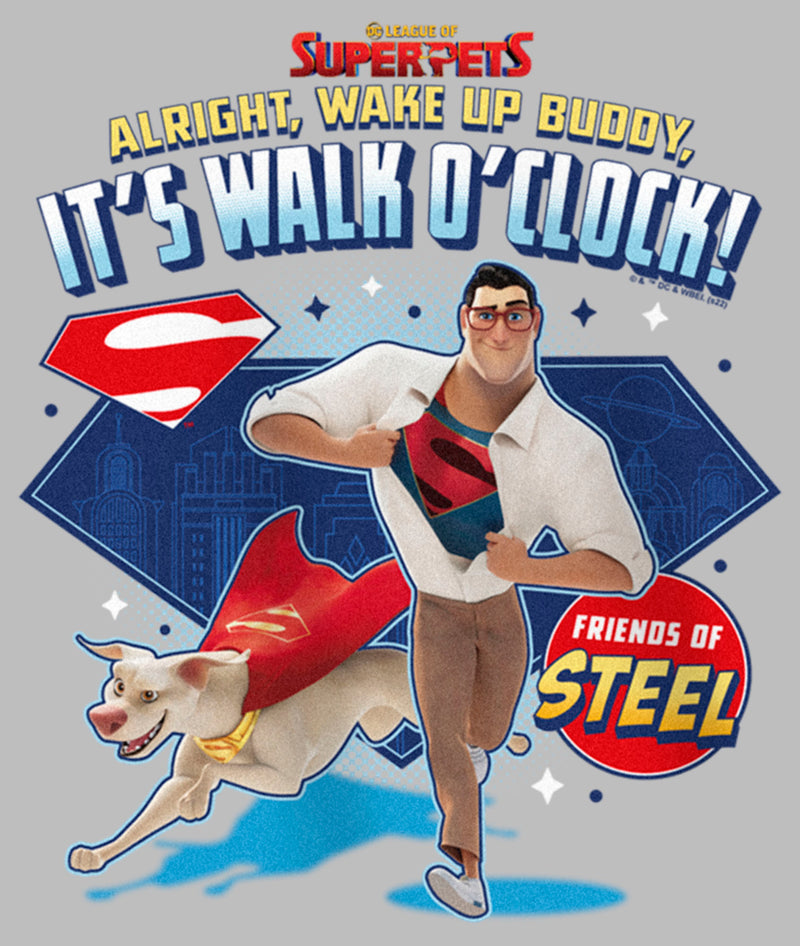 Girl's DC League of Super-Pets Superman and Krypto Walk O'Clock T-Shirt