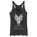 Women's Game of Thrones: House of the Dragon White Dragon Skull Logo Racerback Tank Top