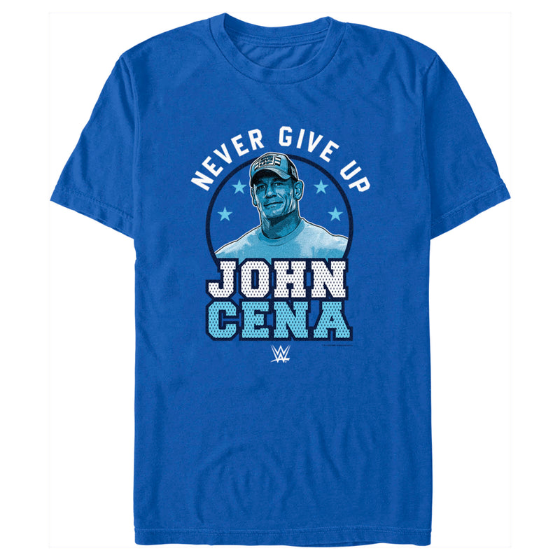 Men's WWE John Cena Never Give Up Blue Logo T-Shirt