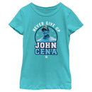 Girl's WWE John Cena Never Give Up Blue Logo T-Shirt