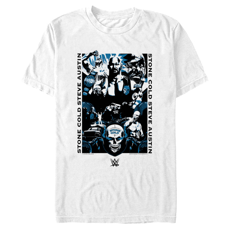 Men's WWE Stone Cold Steve Austin Blue Poster T-Shirt