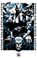 Men's WWE Stone Cold Steve Austin Blue Poster T-Shirt