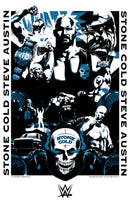 Women's WWE Stone Cold Steve Austin Blue Poster T-Shirt