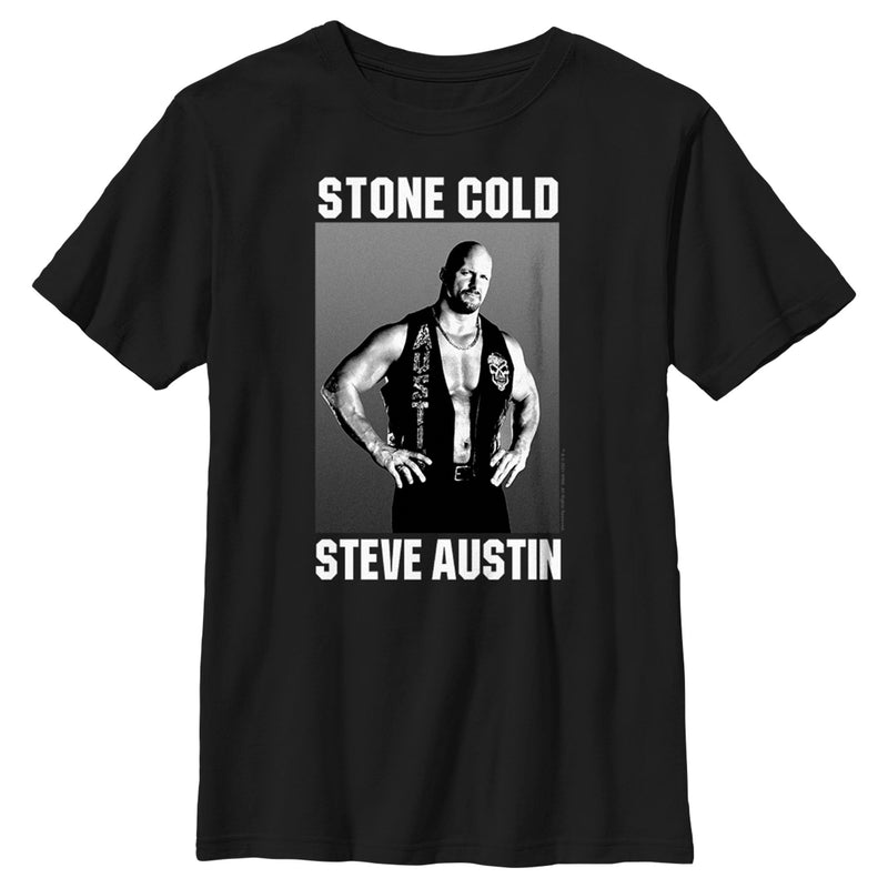 Boy's WWE Stone Cold Steve Austin Black and White Photo T-Shirt