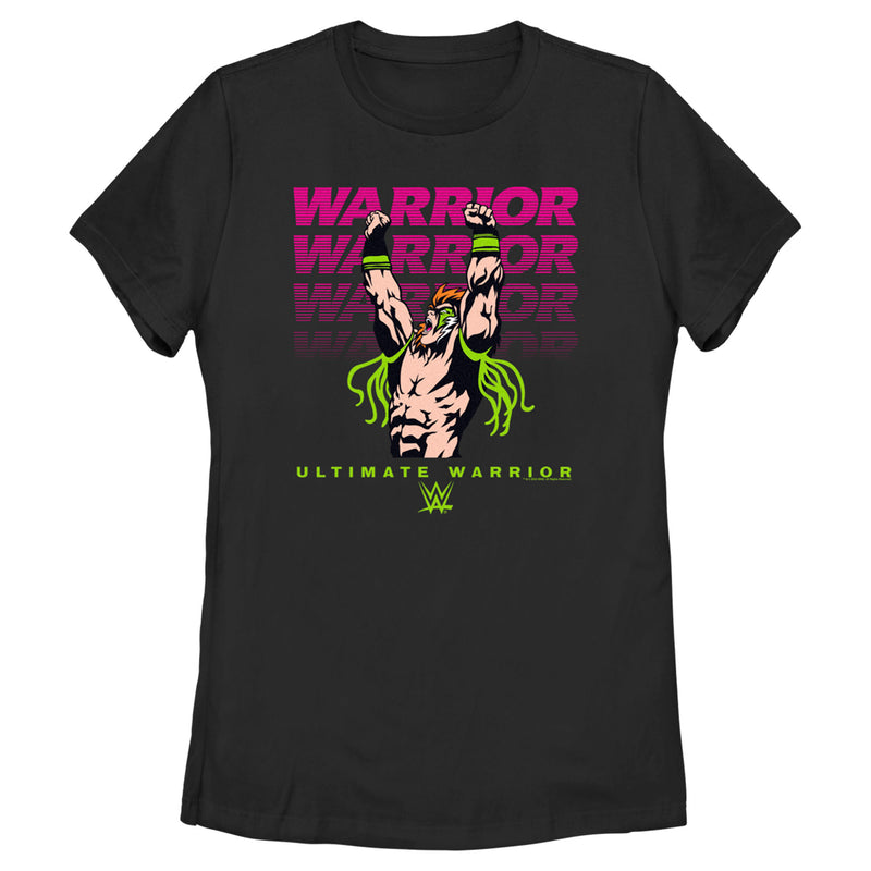 Women's WWE Ultimate Warrior Pink and Green T-Shirt