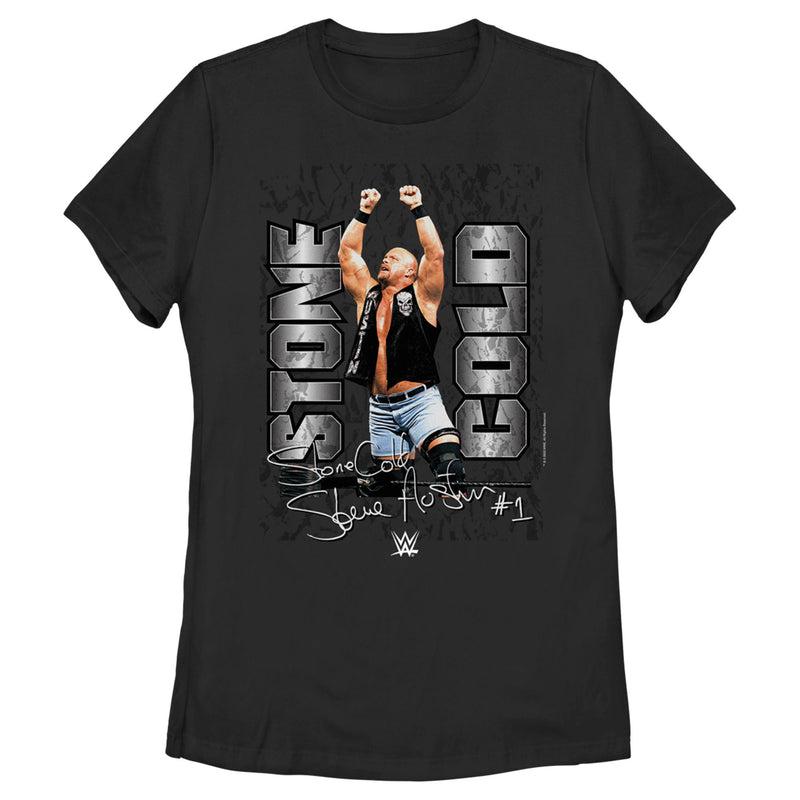 Women's WWE Stone Cold Steve Austin Signature Photo T-Shirt