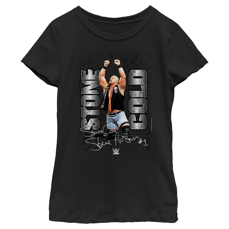 Girl's WWE Stone Cold Steve Austin Signature Photo T-Shirt