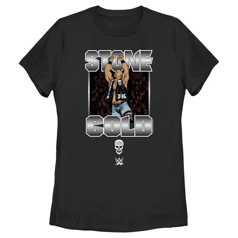 Women's WWE Stone Cold Steve Austin Silver Logo T-Shirt