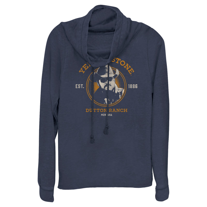 Junior's Yellowstone Est. 1886 John Dutton Portrait Cowl Neck Sweatshirt