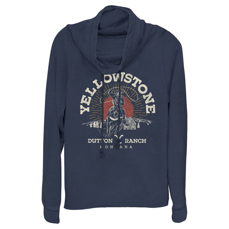 Junior's Yellowstone Rider John Dutton Ranch Montana Cowl Neck Sweatshirt