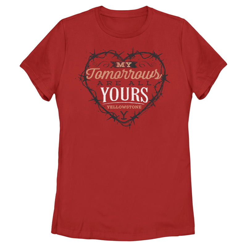 Women's Yellowstone My Tomorrows Are All Yours Black Barbwire Heart T-Shirt