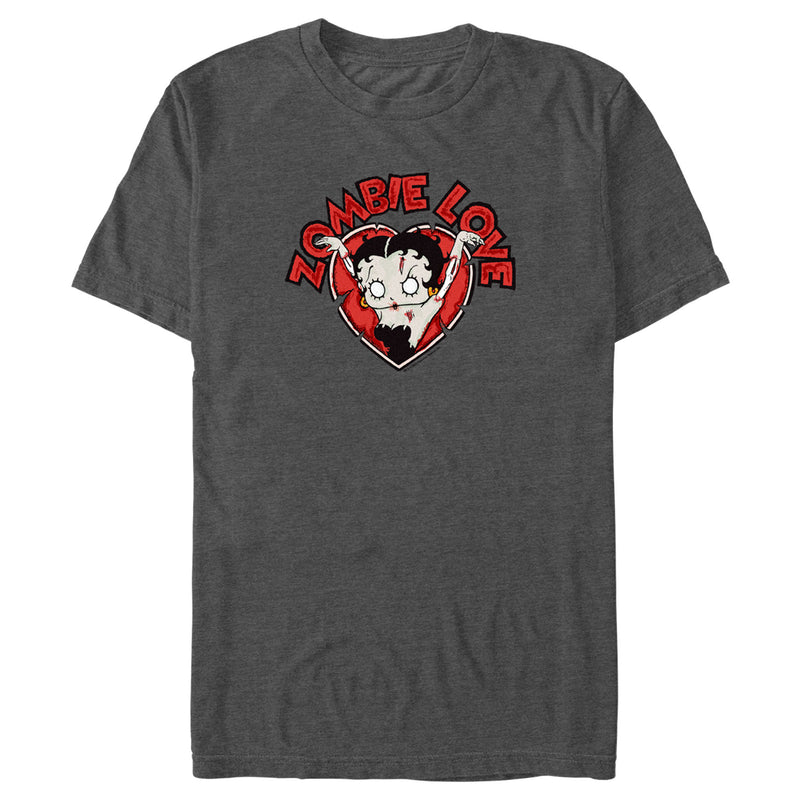 Men's Betty Boop Halloween Zombie Love Heart T-Shirt