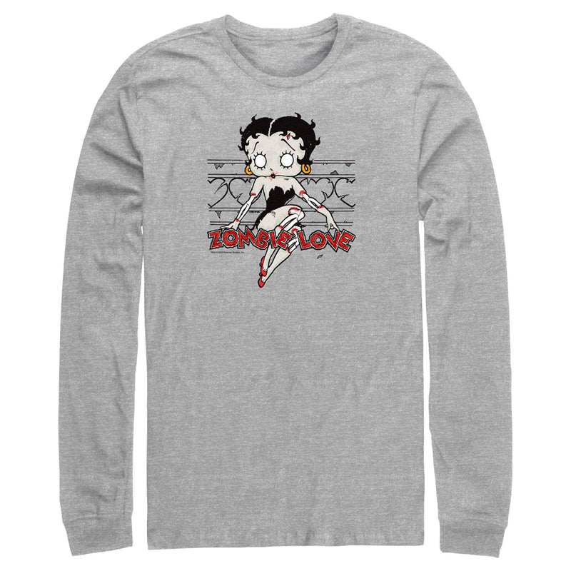 Men's Betty Boop Halloween Zombie Love Long Sleeve Shirt