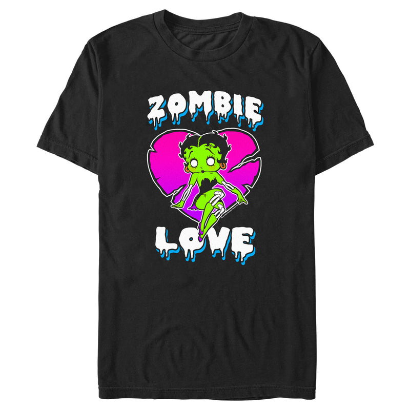 Men's Betty Boop Halloween Green Zombie Love T-Shirt