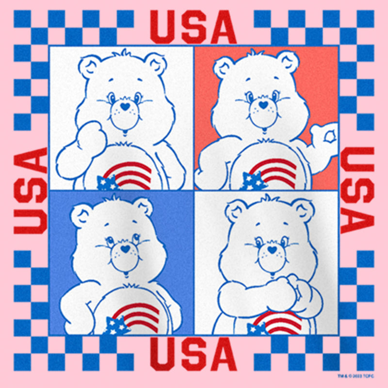 Girl's Care Bears America Cares Bear Patriotic Portraits T-Shirt