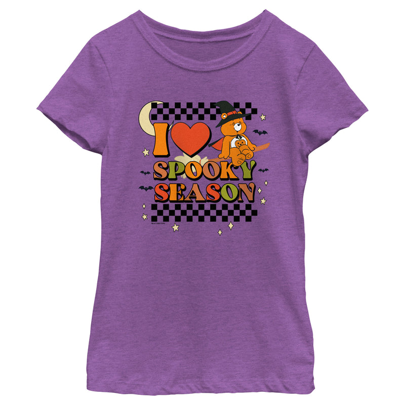 Girl's Care Bears Halloween Trick-Or-Sweet Bear I Heart Spooky Season T-Shirt