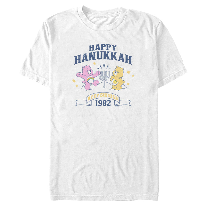 Men's Care Bears Best Friend Bear and Funshine Bear Happy Hanukkah T-Shirt