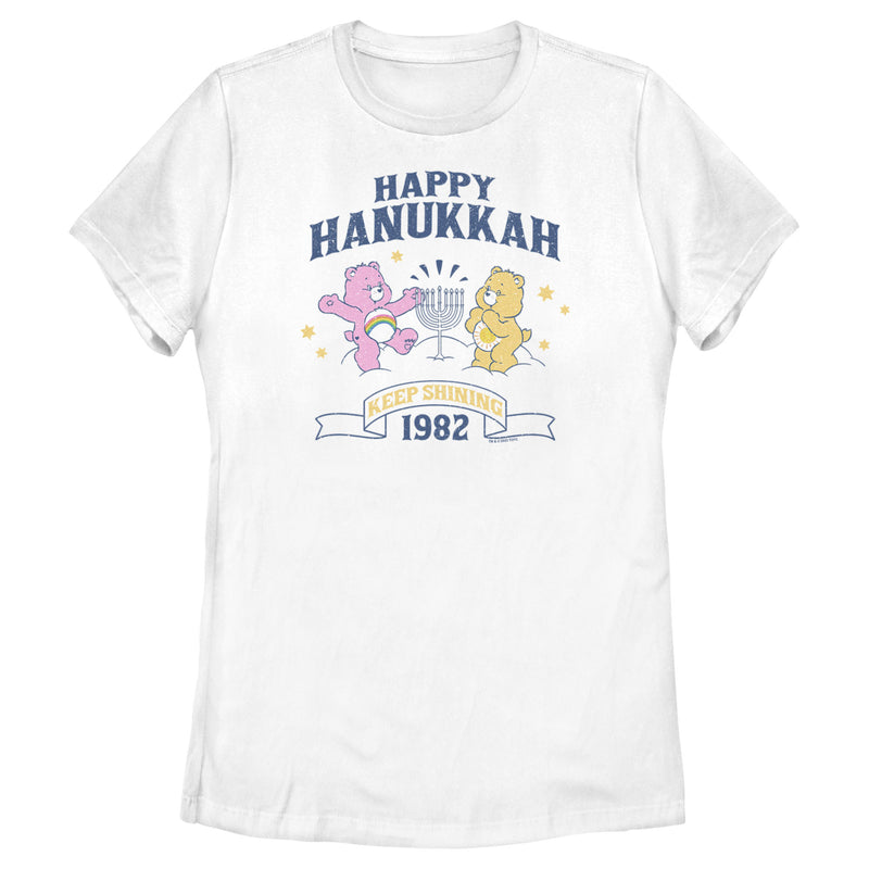 Women's Care Bears Best Friend Bear and Funshine Bear Happy Hanukkah T-Shirt