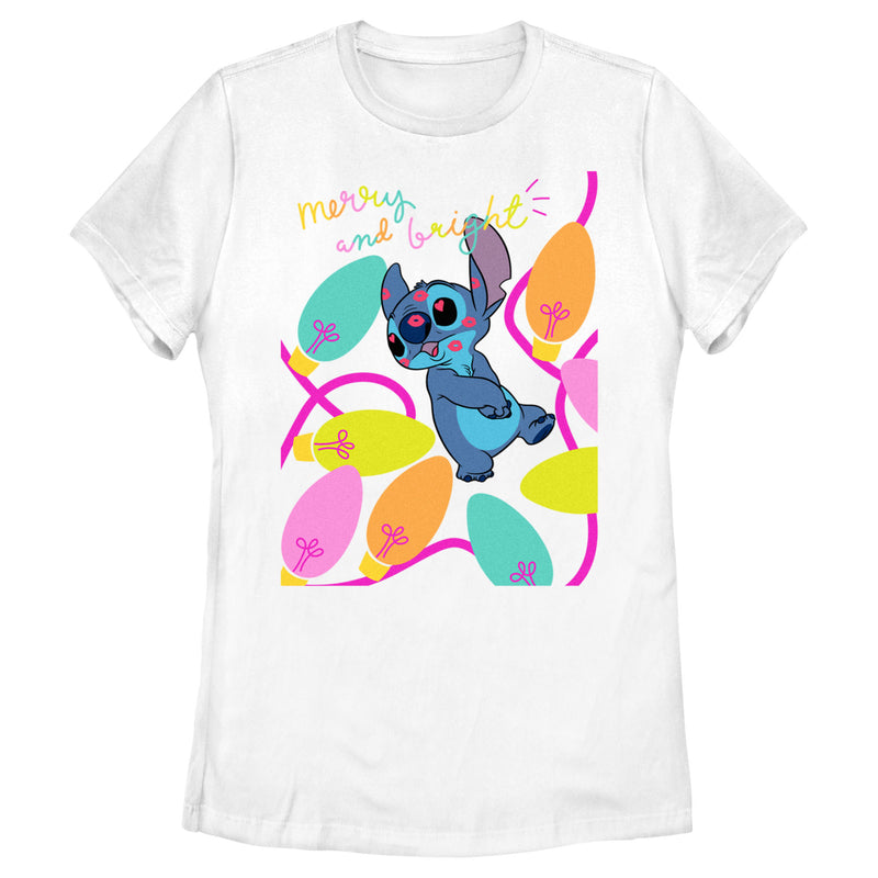 Women's Lilo & Stitch Merry and Bright Kissy Face T-Shirt