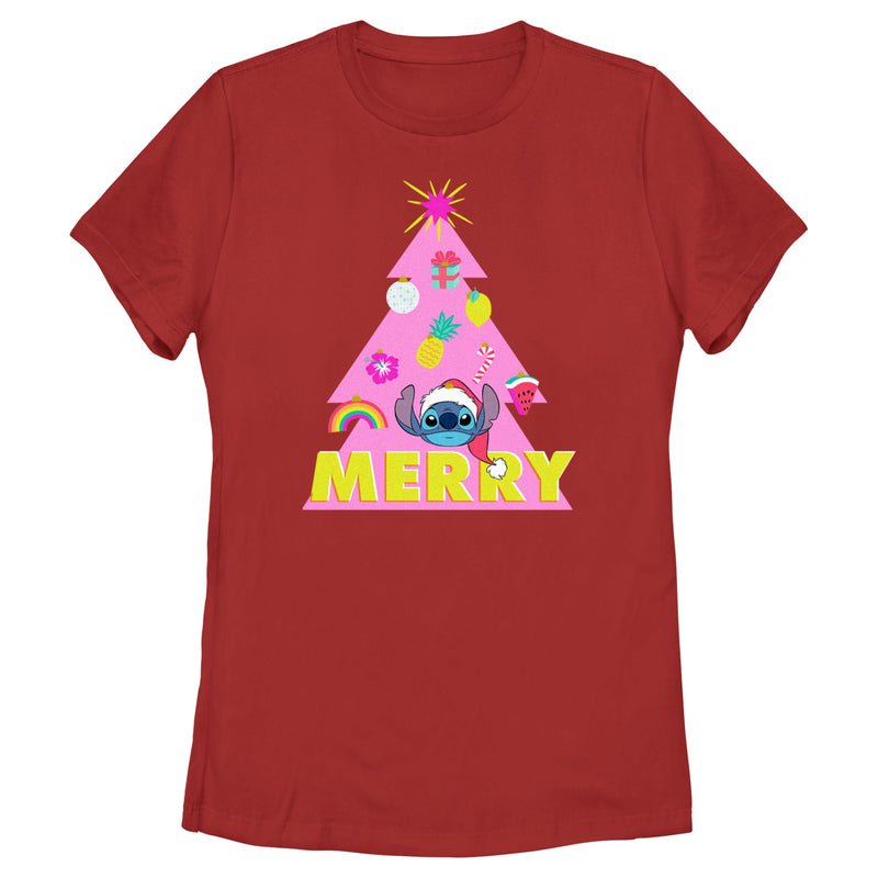 Women's Lilo & Stitch Merry Christmas Tree T-Shirt