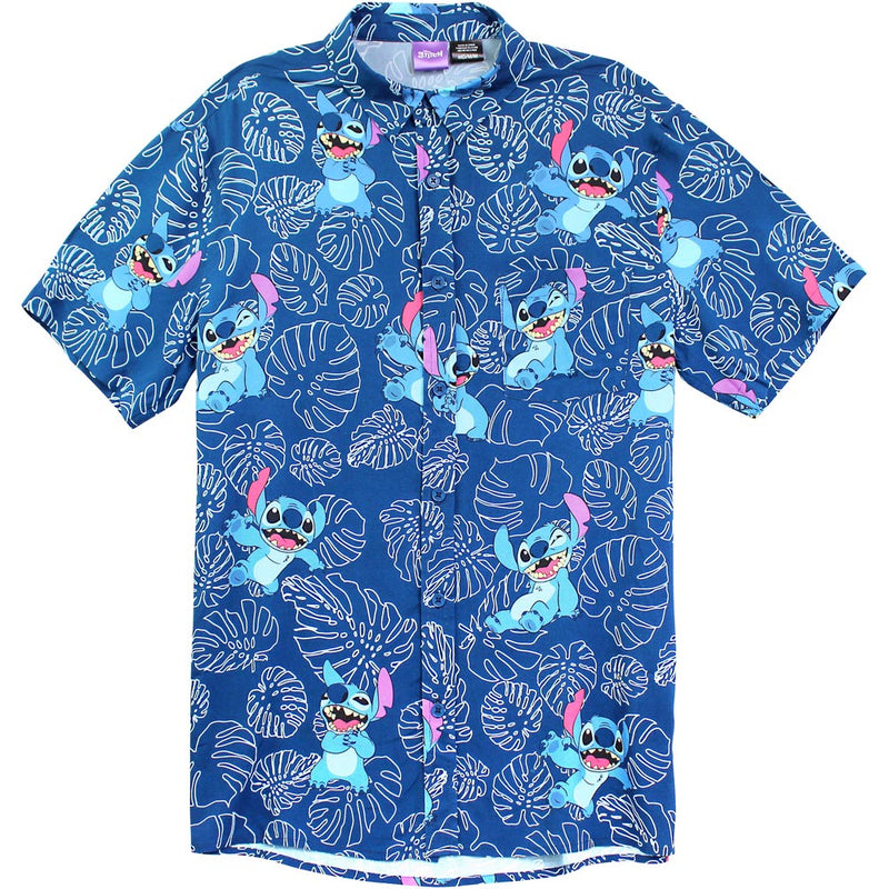 Men's Lilo & Stitch Tropical Alien Pose Button Down Shirt