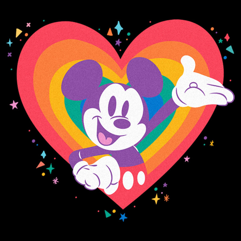 Men's Mickey & Friends Rainbow Heart Happy Character T-Shirt