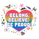 Boy's Mickey & Friends LGBTQIA+ Pride Belong Believe Be Proud T-Shirt