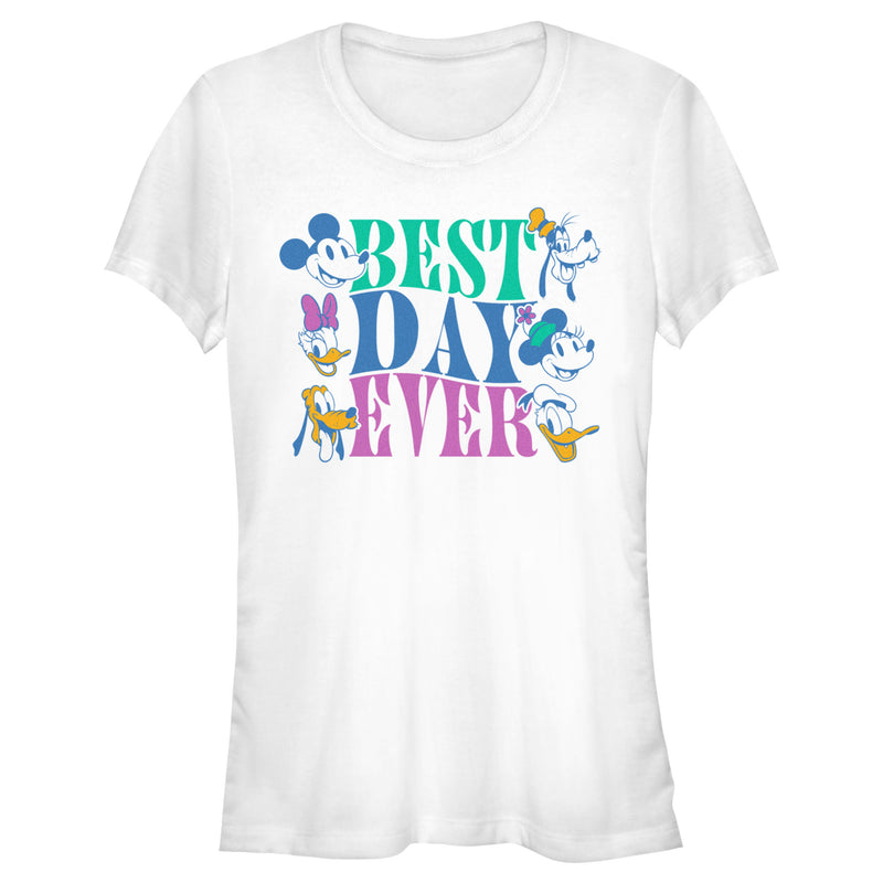 Junior's Mickey & Friends Best Day Ever Crew T-Shirt