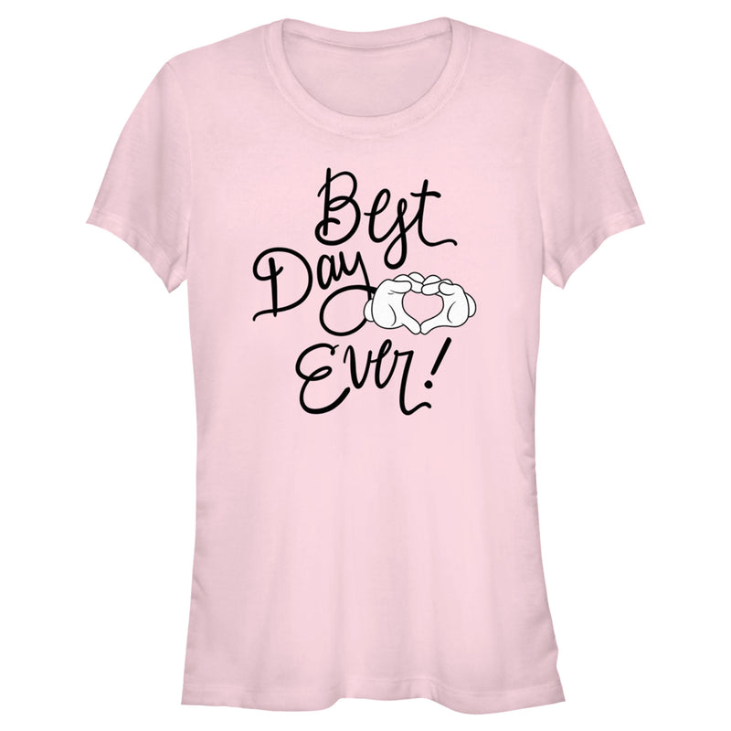 Junior's Mickey & Friends Best Day Ever Heart Sign T-Shirt