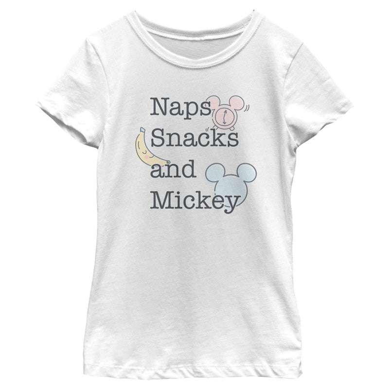 Girl's Mickey & Friends Naps Snacks Mickey T-Shirt