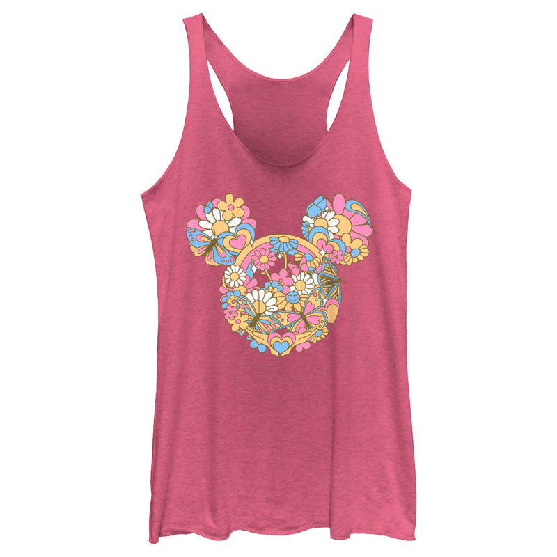 Women's Mickey & Friends Flowers and Butterflies Ears Racerback Tank Top