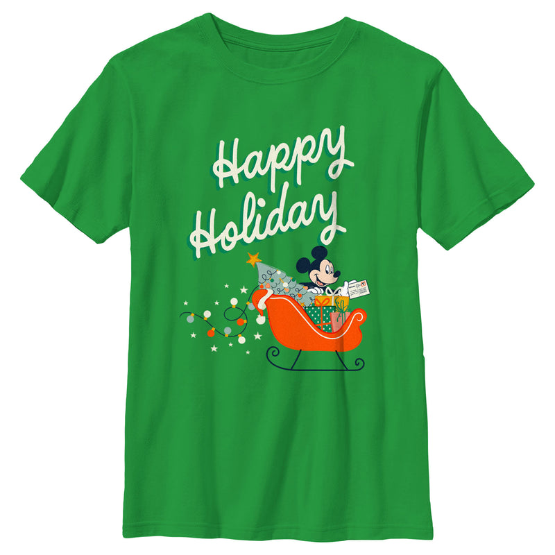 Boy's Mickey & Friends Happy Holiday Sled T-Shirt