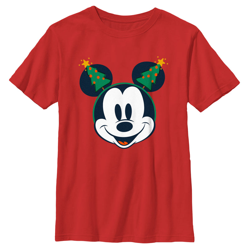 Boy's Mickey & Friends Retro Christmas Tree Ears T-Shirt