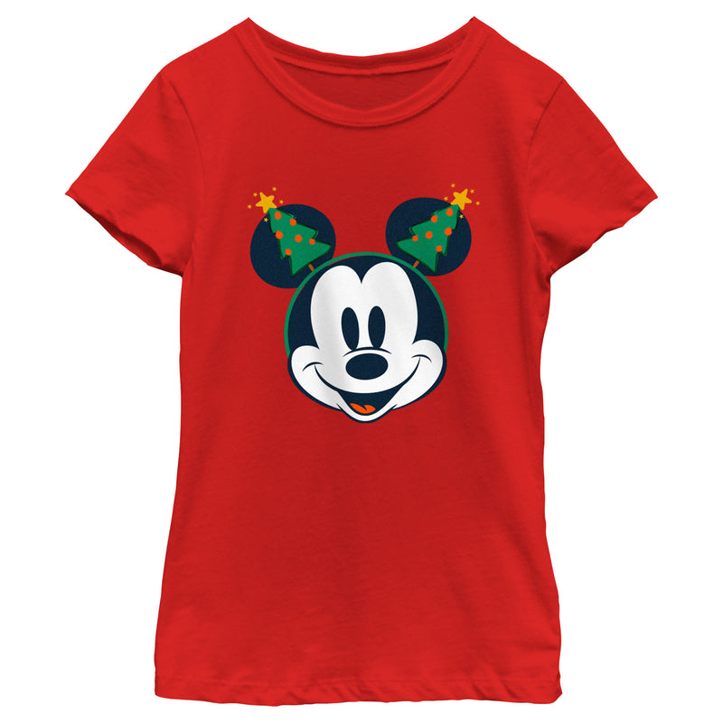 Girl's Mickey & Friends Retro Christmas Tree Ears T-Shirt