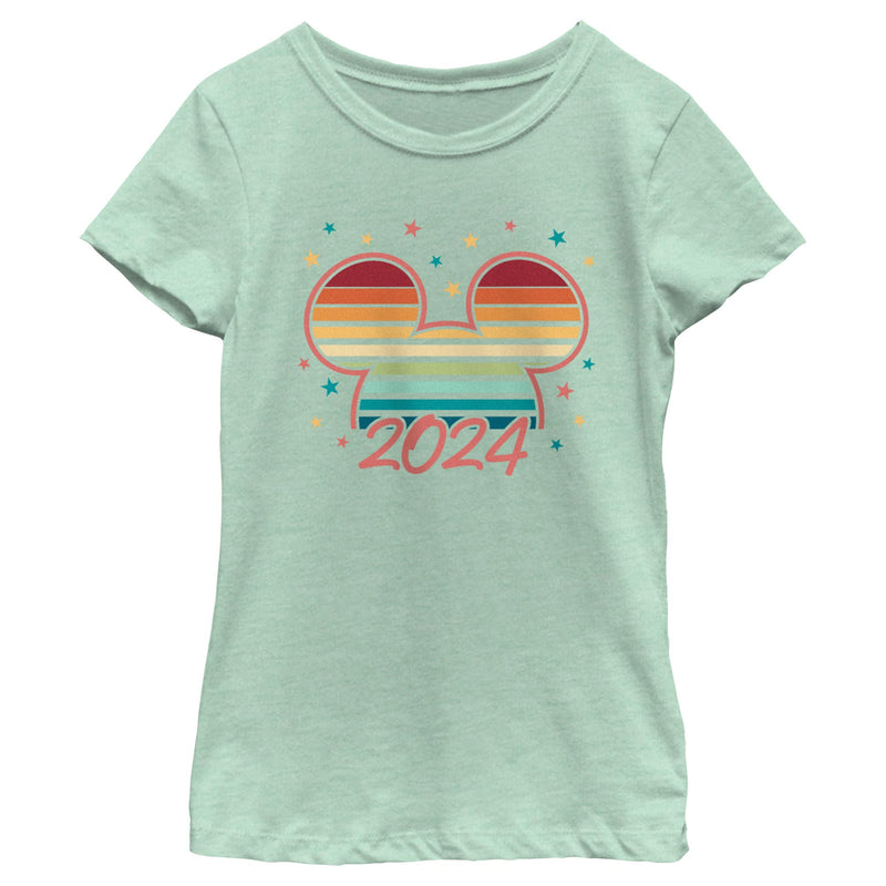 Girl's Mickey & Friends Colorful Retro Sunset 2024 T-Shirt