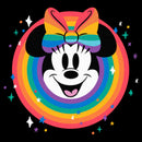 Junior's Minnie Mouse Rainbow Circle Portrait Bow T-Shirt