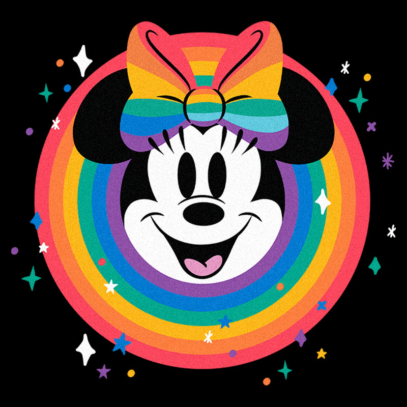 Junior's Minnie Mouse Rainbow Circle Portrait Bow T-Shirt