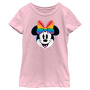 Girl's Minnie Mouse Rainbow Bow Portrait T-Shirt