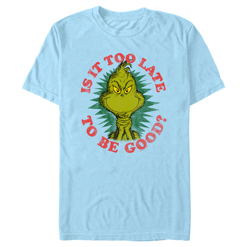 Men's Dr. Seuss Christmas Grinch Is it too Late T-Shirt