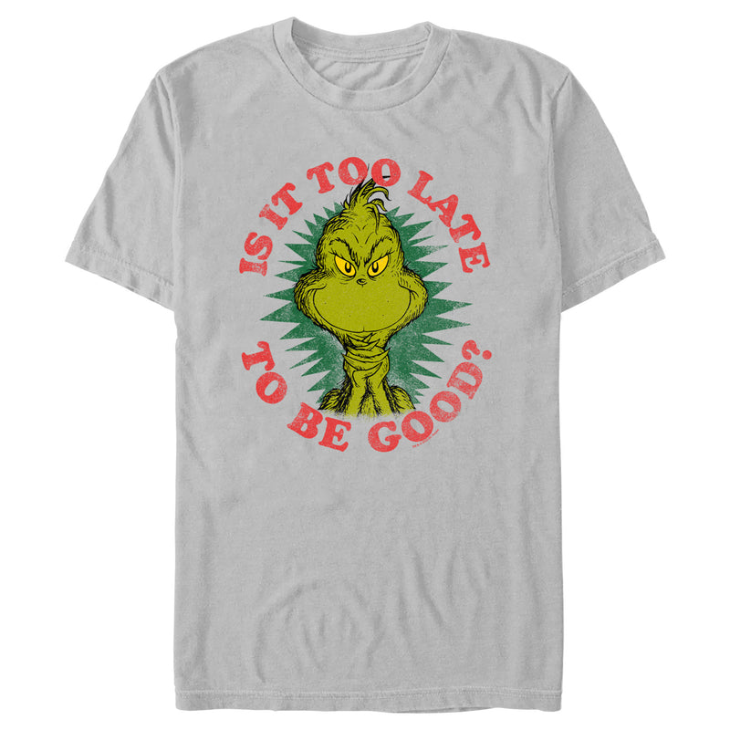 Men's Dr. Seuss Christmas The Grinch Is it too Late T-Shirt