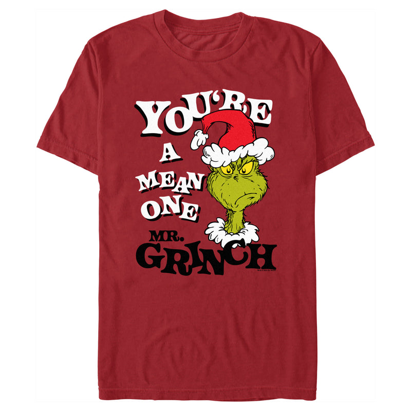 Men's Dr. Seuss Christmas Grinch You're a Mean One Portrait T-Shirt