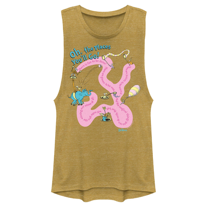 Junior's Dr. Seuss Oh the Places You'll Go Quotes Festival Muscle Tee