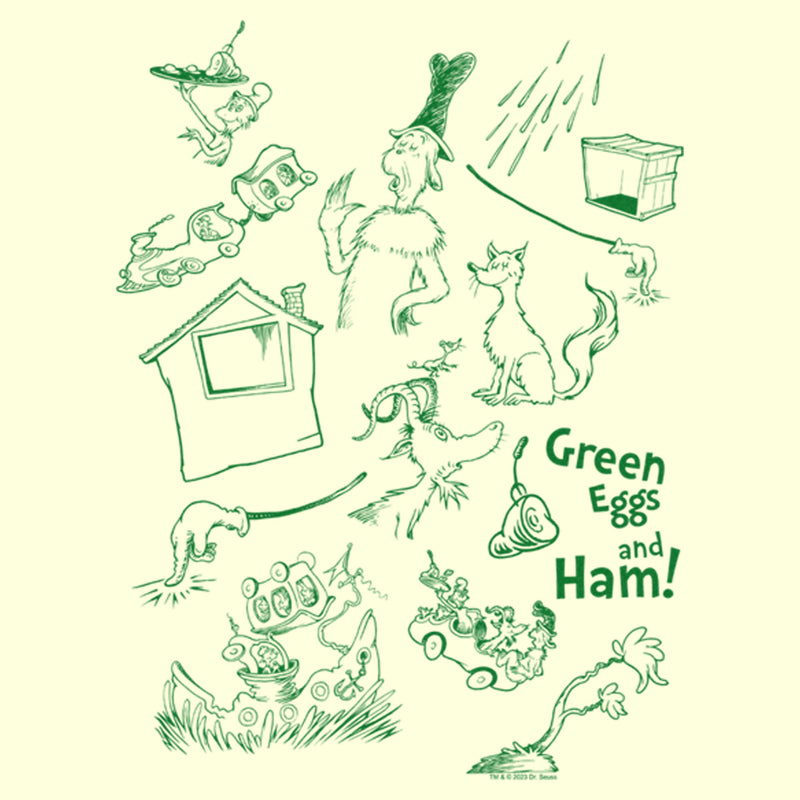 Men's Dr. Seuss Green Eggs and Ham Sketches T-Shirt