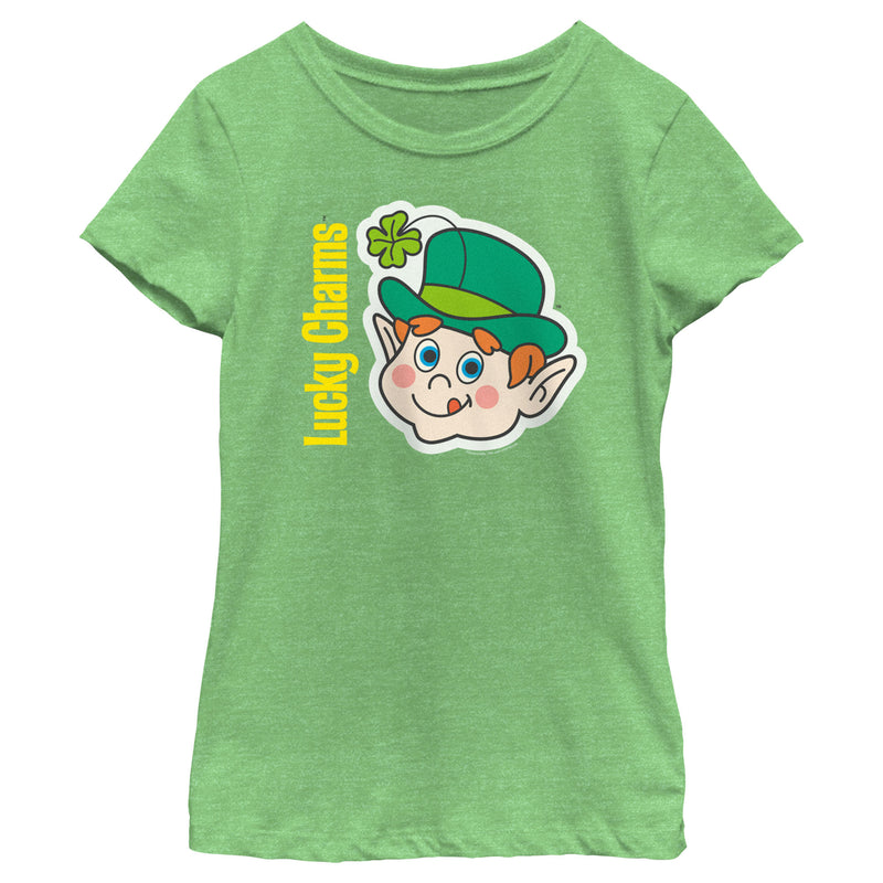 Girl's Lucky Charms Leprechaun Face T-Shirt