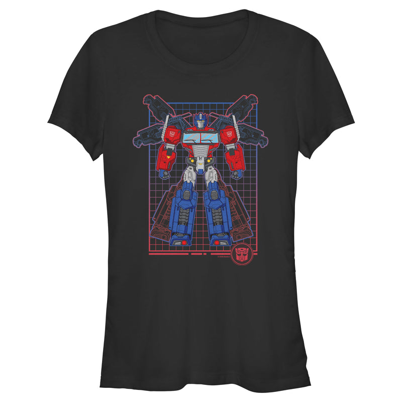 Junior's Transformers Optimus Prime Grid T-Shirt